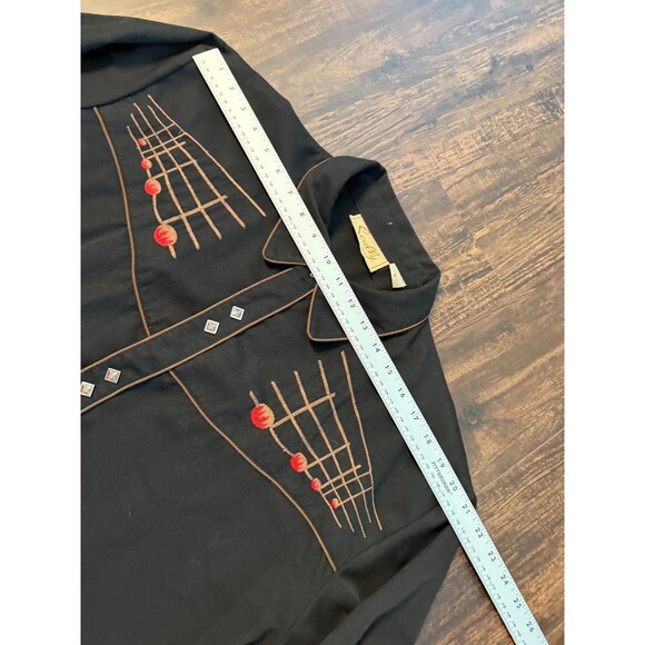 Scully Mens Western Shirt Black Guitar Music Embroidery Sz XL Romb Snap Button - Picture 6 of 12